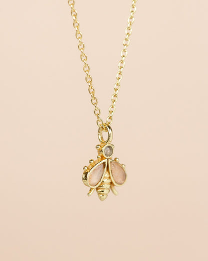 Muja Juma Collier Bumblebee Pfirsich-Mondstein