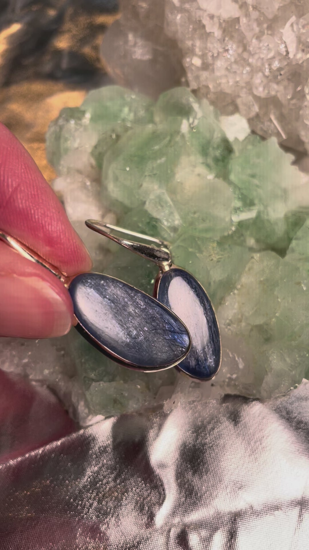 Kyanit Ohrhänger, oval – Sterling Silber 925