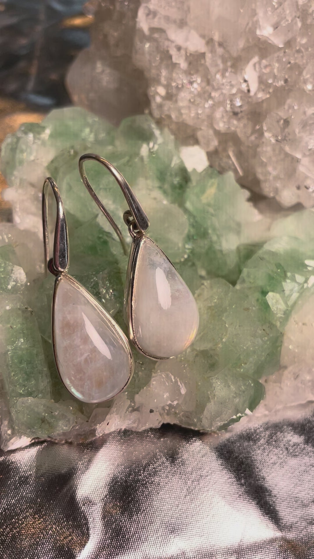 Mondstein Ohrhänger, Tropfen – Sterling Silber 925