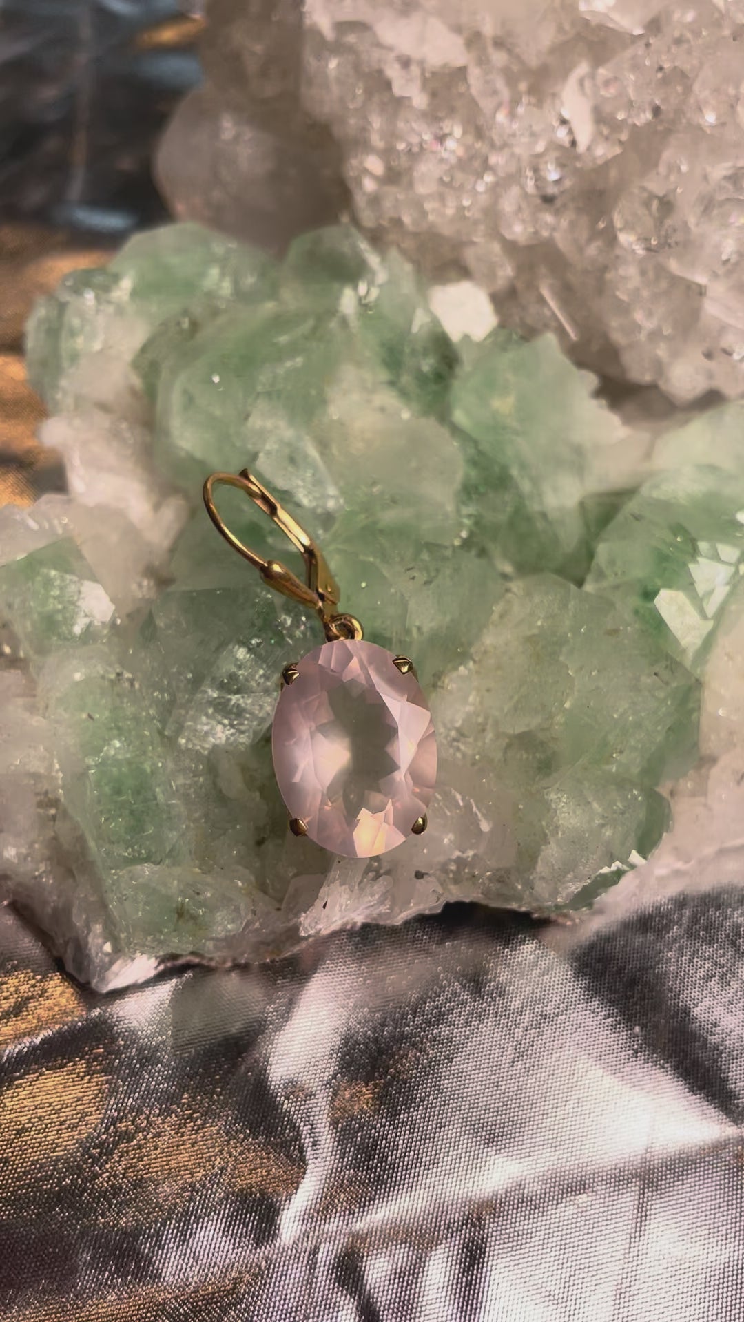 Rosenquarz Ohrhänger, facettiert, oval – Sterling Silber 925
