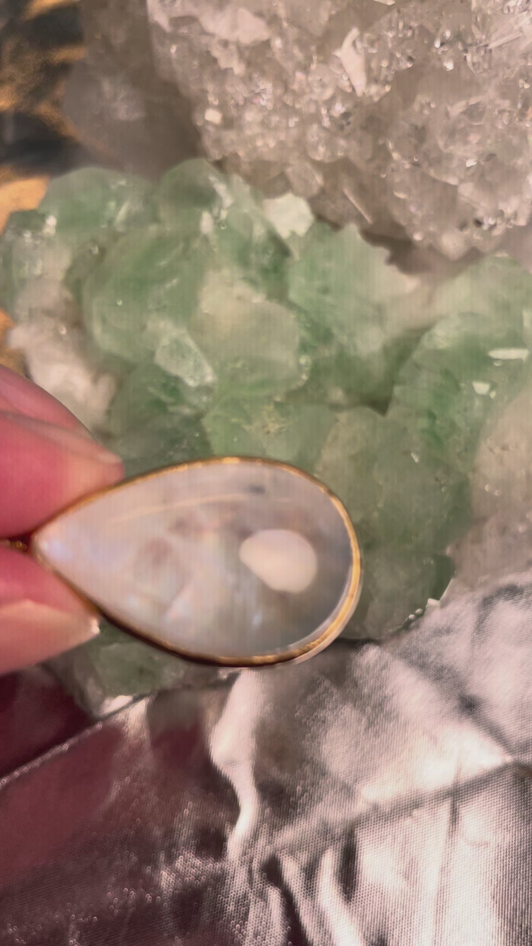 Regenbogen-Mondstein Ohrhänger, Tropfen – Silber 925 vergoldet