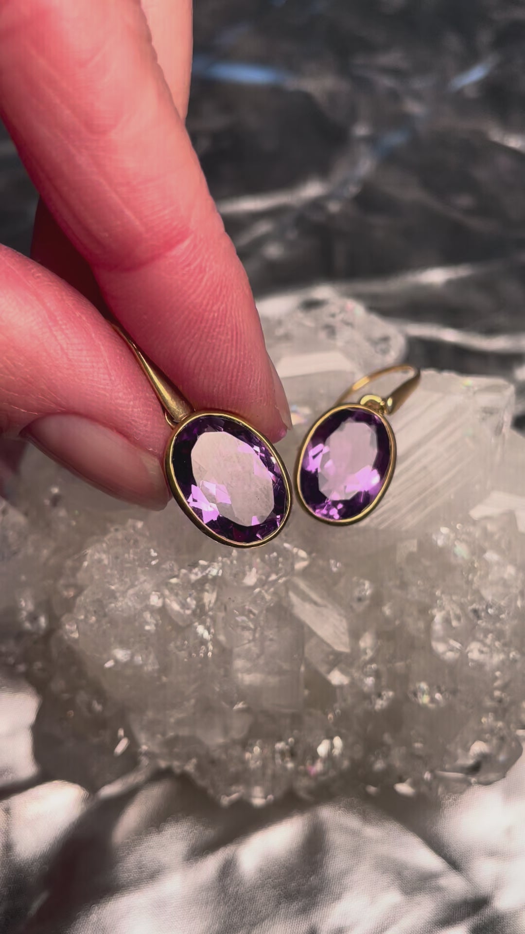 Amethyst Ohrhänger, facettiert – Silber 925 vergoldet