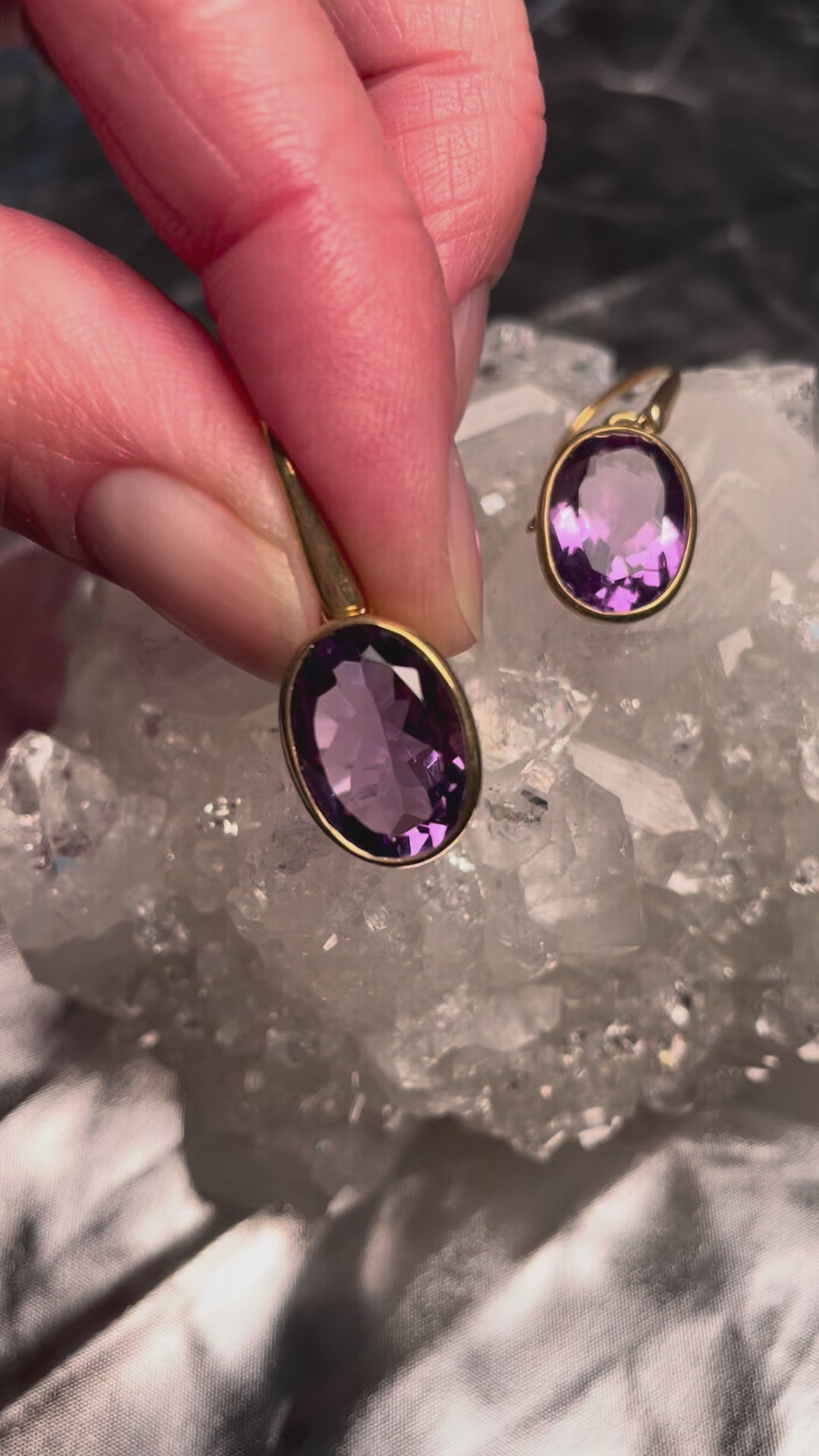 Amethyst Ohrhänger, facettiert – Silber 925 vergoldet
