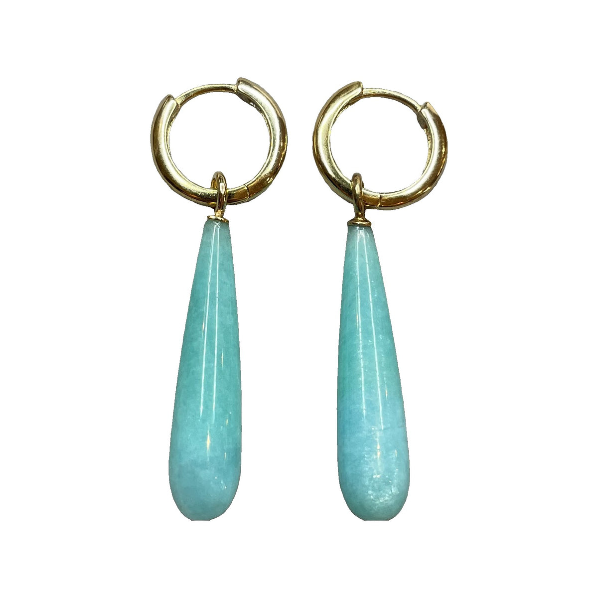 Stones in Style Creolen mit langem Amazonit-Tropfen, Silber 925 vergoldet