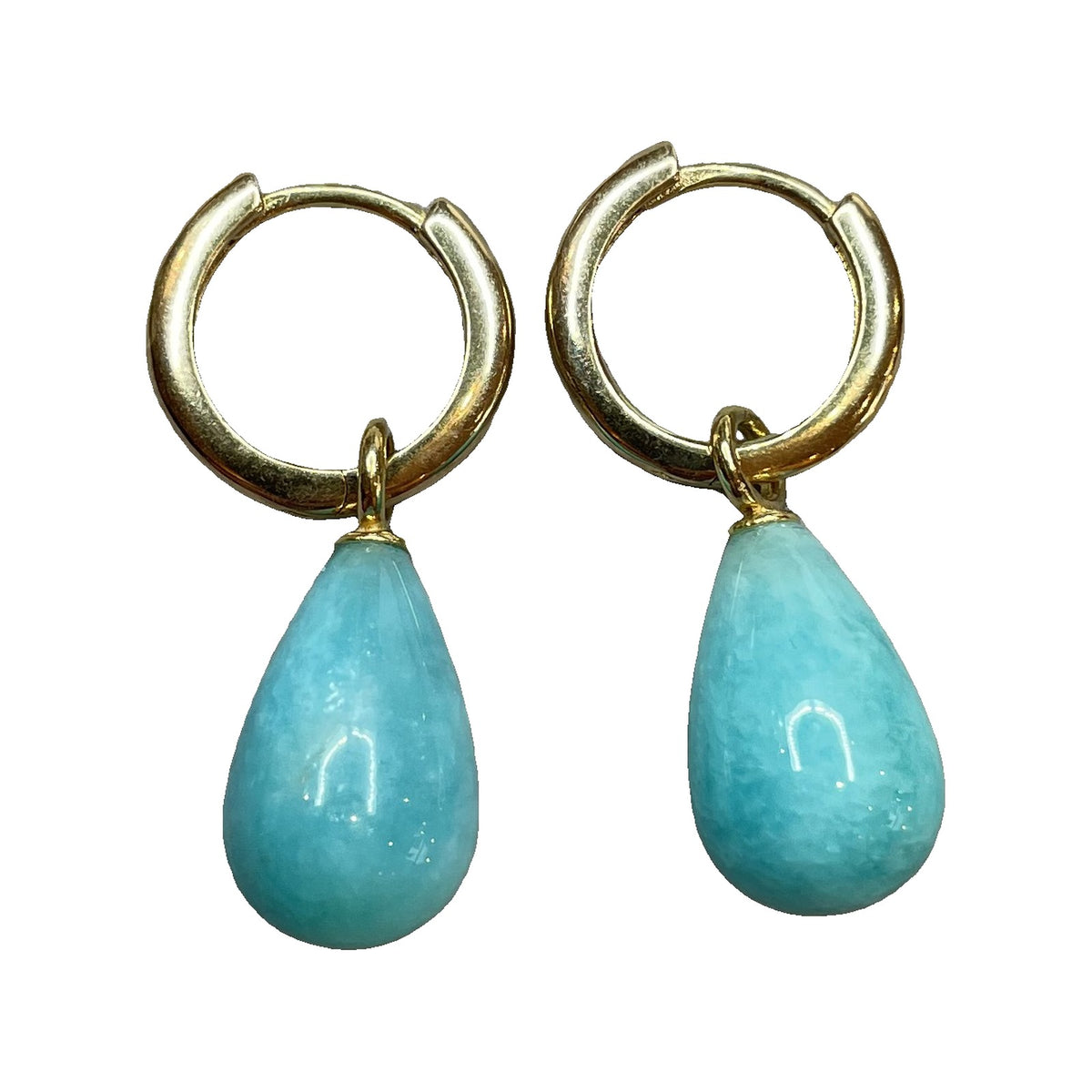 Stones in Style Creolen mit Amazonit-Tropfen, Silber 925 vergoldet