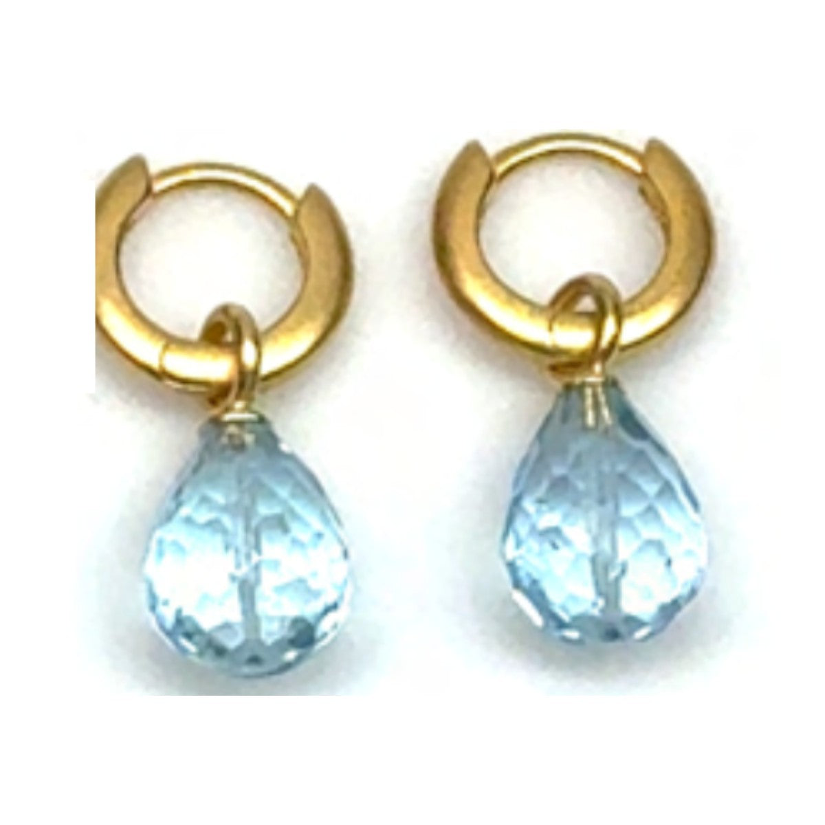 Stones in Style Mini-Creolen mit Blautopas, Silber vergoldet