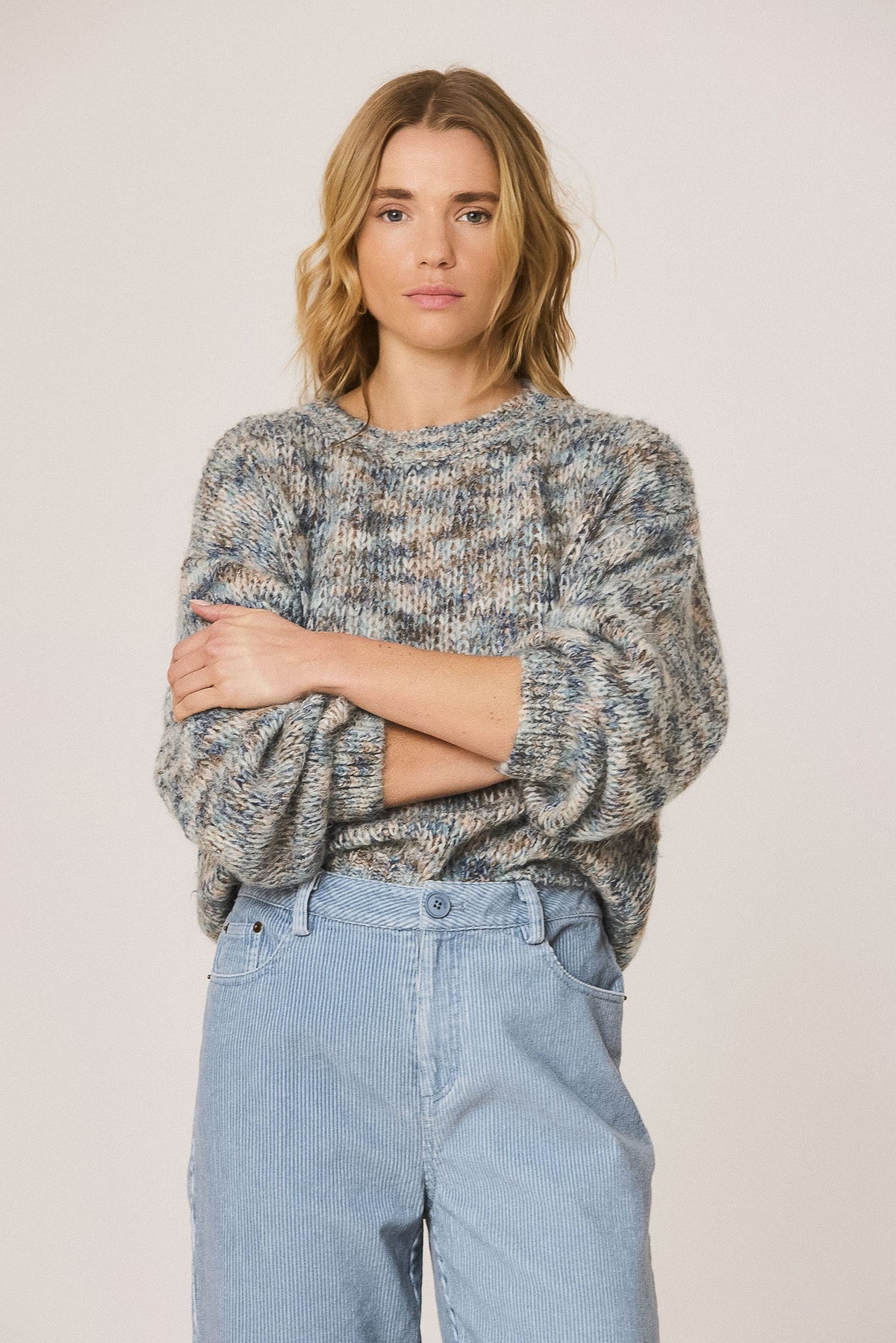 INDI&amp;COLD Pullover in Melange mit Mohair und Alpaka in Blau