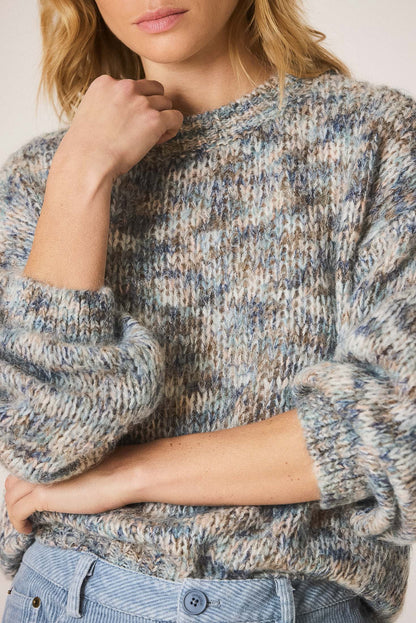 INDI&amp;COLD Pullover in Melange mit Mohair und Alpaka in Blau