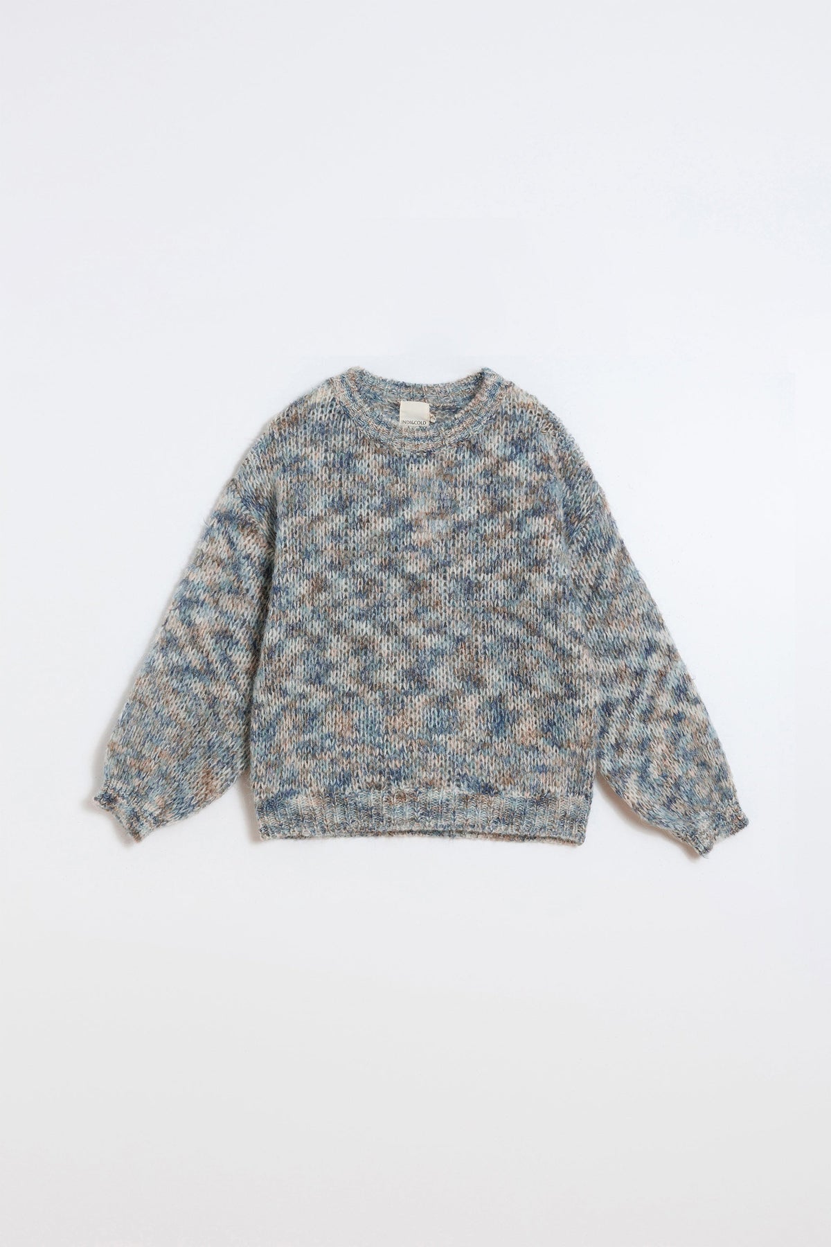 INDI&amp;COLD Pullover in Melange mit Mohair und Alpaka in Blau