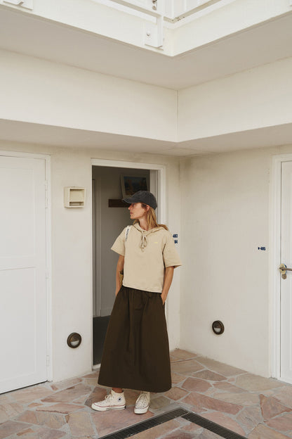 INDI&amp;COLD Kapuzensweatshirt mit kurzen Ärmeln in Beige