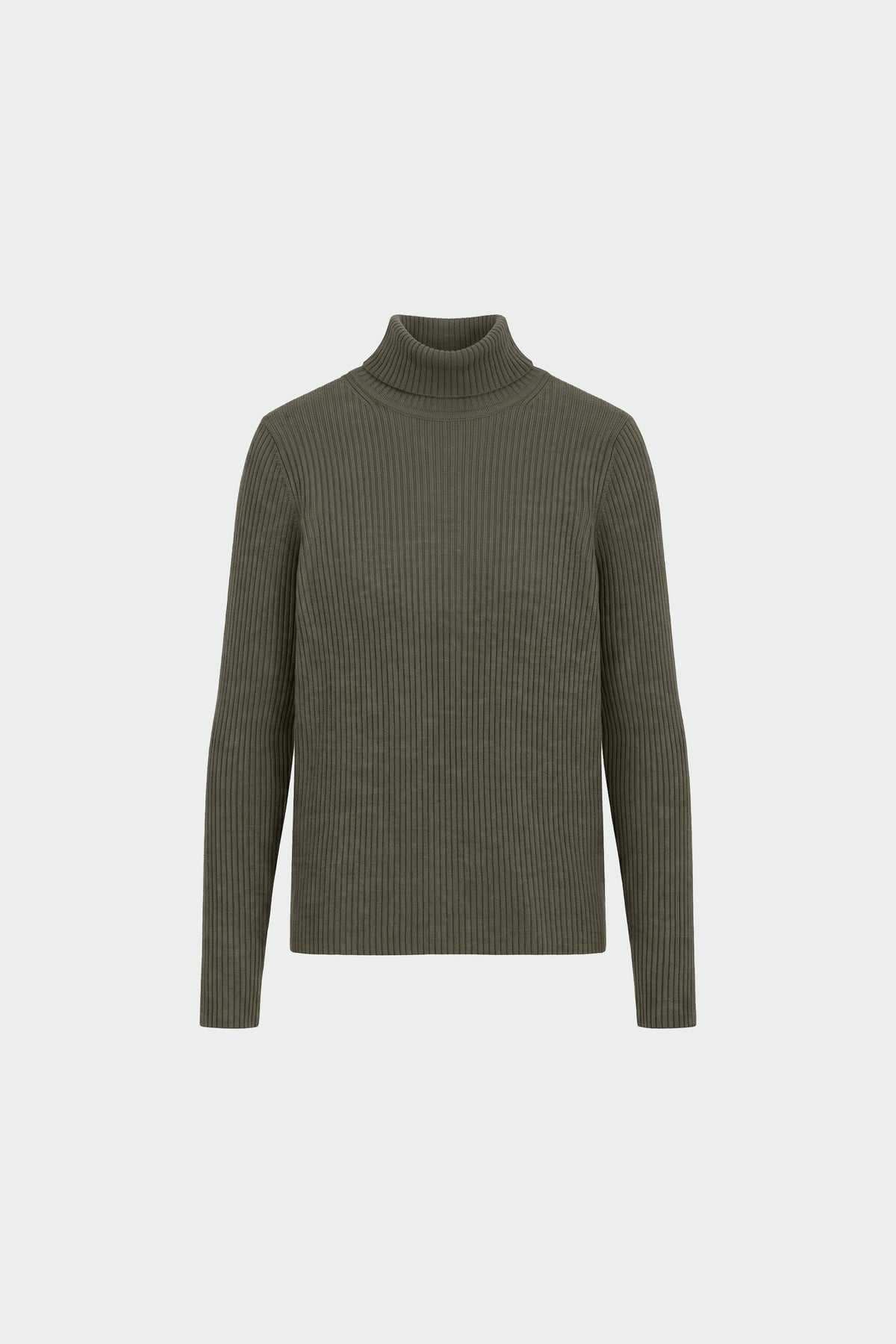 INDI&amp;COLD Rippshirt mit Rollkragen in Militärgrün
