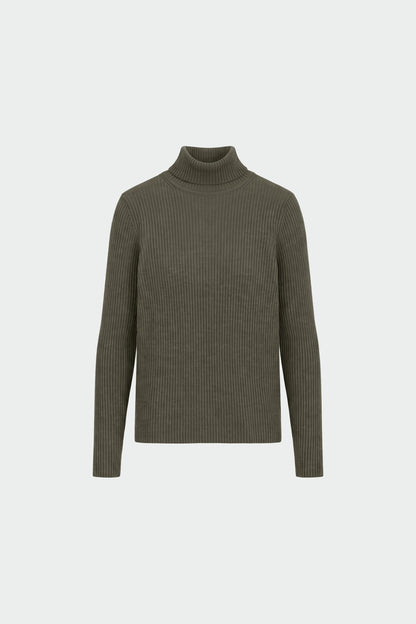 INDI&amp;COLD Rippshirt mit Rollkragen in Militärgrün