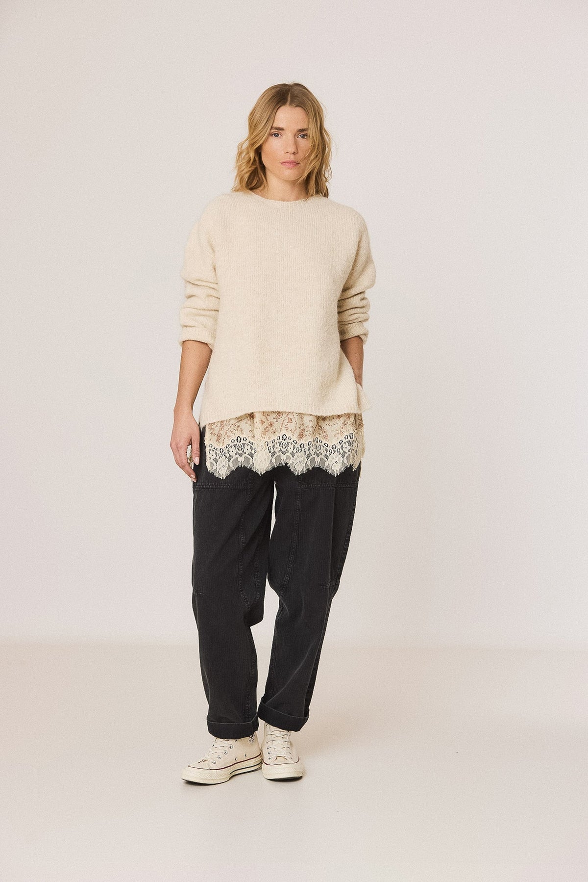 INDI&amp;COLD Pullover mit Mohair in Ecru