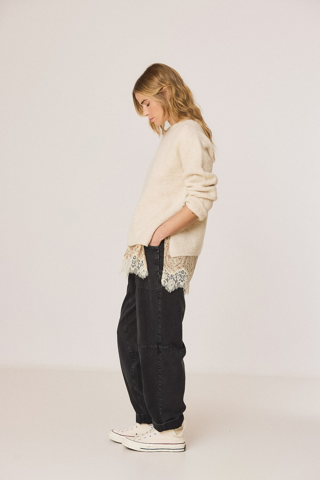 INDI&amp;COLD Pullover mit Mohair in Ecru