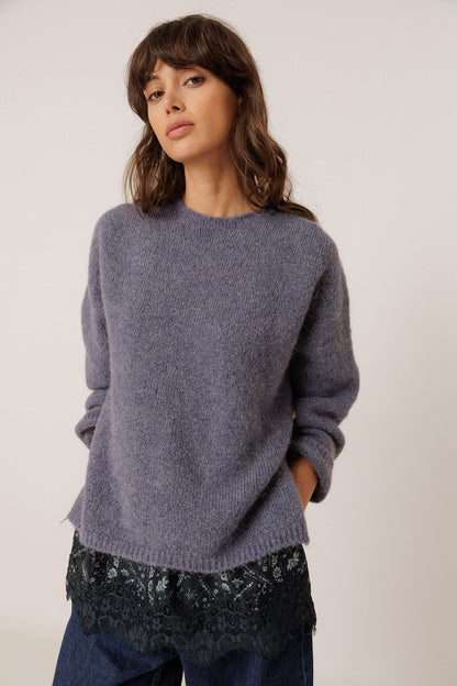 INDI&amp;COLD Pullover mit Mohair in Ozeanblau