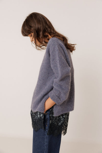 INDI&amp;COLD Pullover mit Mohair in Ozeanblau