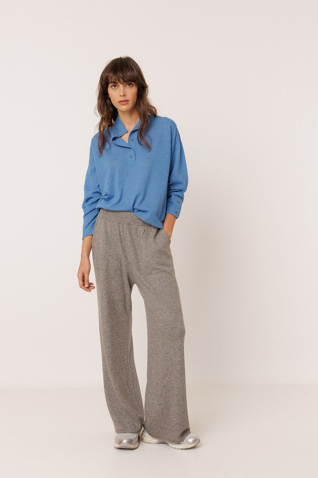 INDI&amp;COLD Strickhose mit Kaschmir in Grau meliert