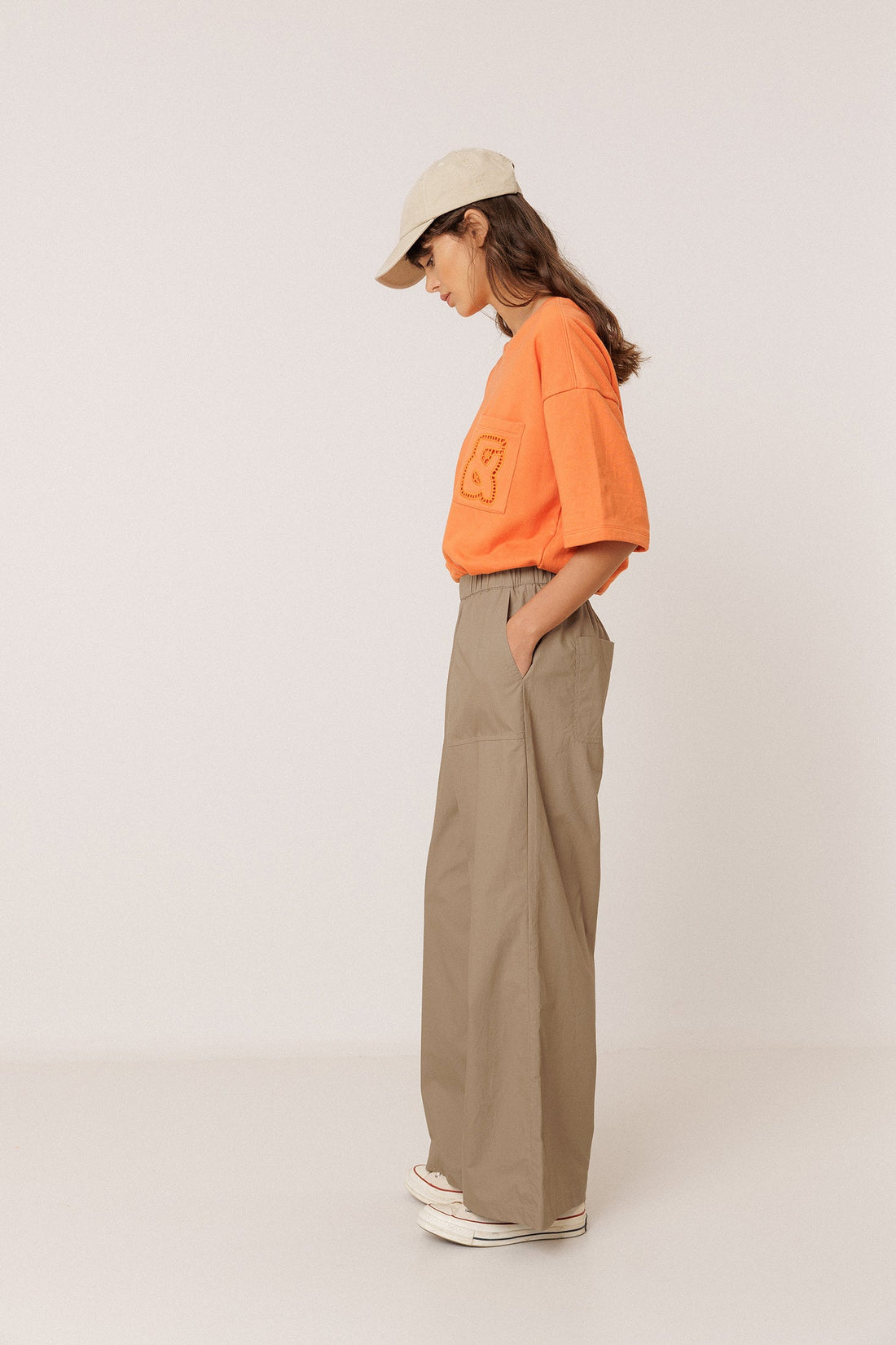 INDI&amp;COLD Popeline-Hose Mateo in Taupe